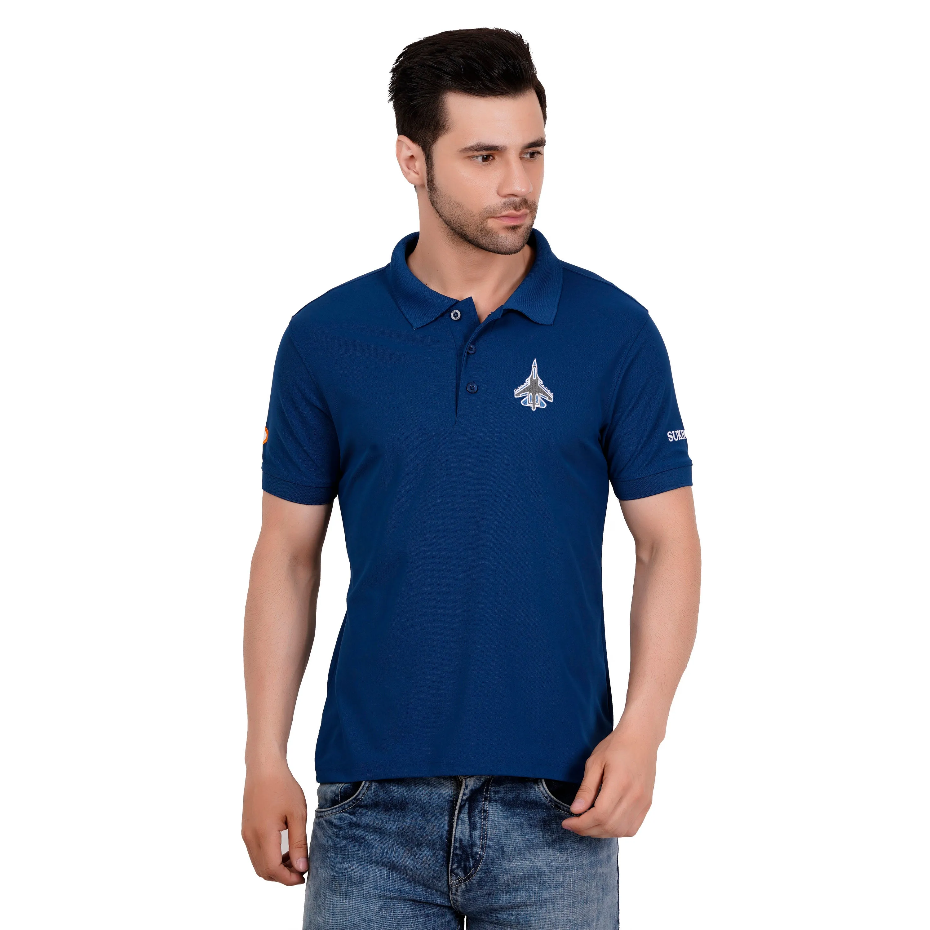 Men's Polos T Shirt SUKHOI-30 RAMA BLUE