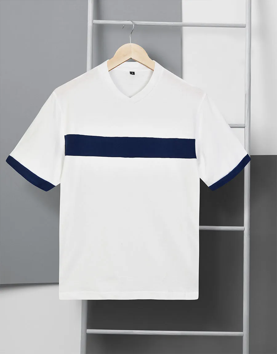 Men's Single Jersey Panel Tee Shirt- White