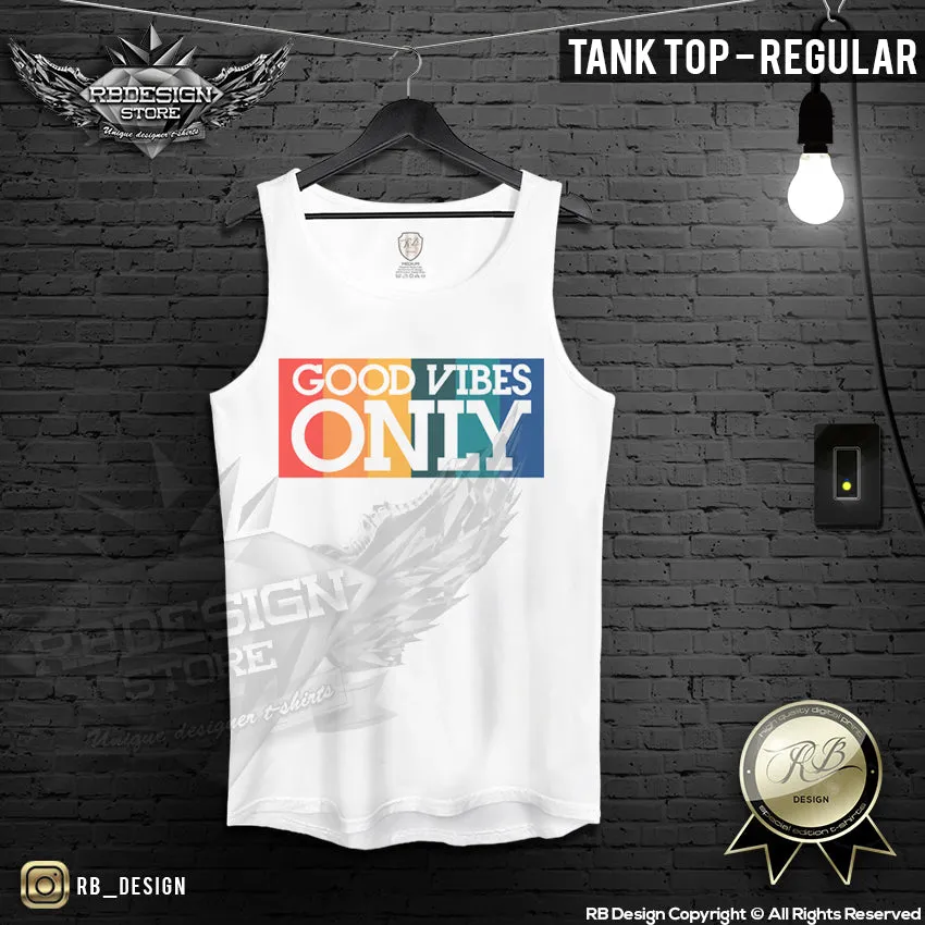 Men's T-shirt Good Vibes Only Wording Summer Beach Tank Top MD738