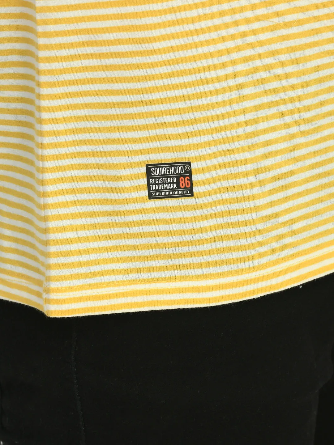 Men's Yellow White Striped Regular Fit T-Shirt