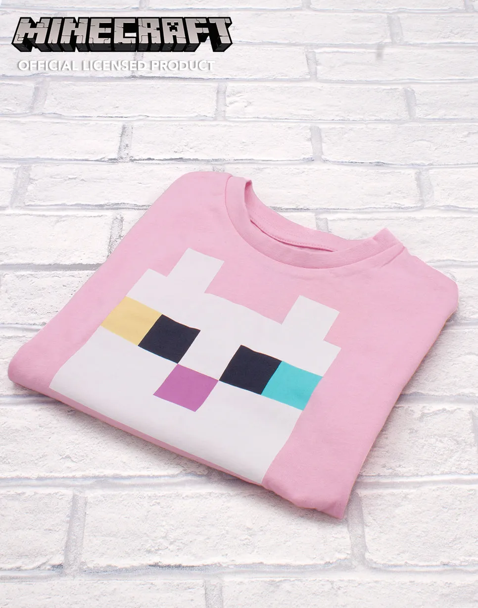 Minecraft Kitty Front Tie Girl's Pink T-Shirt Gamer Tee