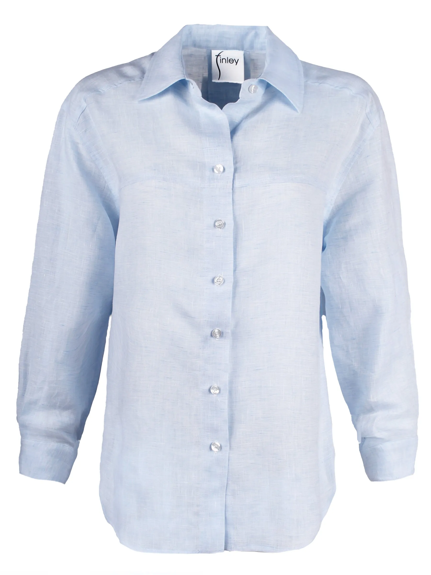 Niko Boyfriend Shirt Pale Blue Chambray Linen