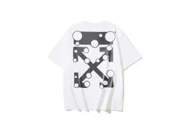 Off-White - Printed Black 'Circles' Logo White T-Shirt