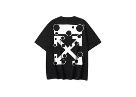 Off-White - Printed White 'Circles' Logo Black T-Shirt