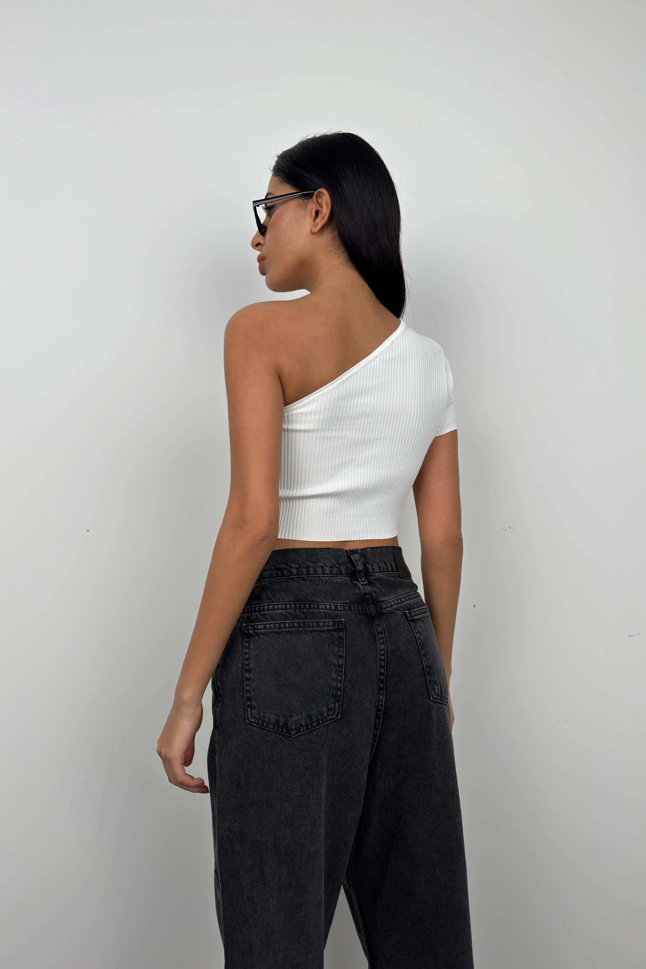 One Shoulder Crop T-Shirt