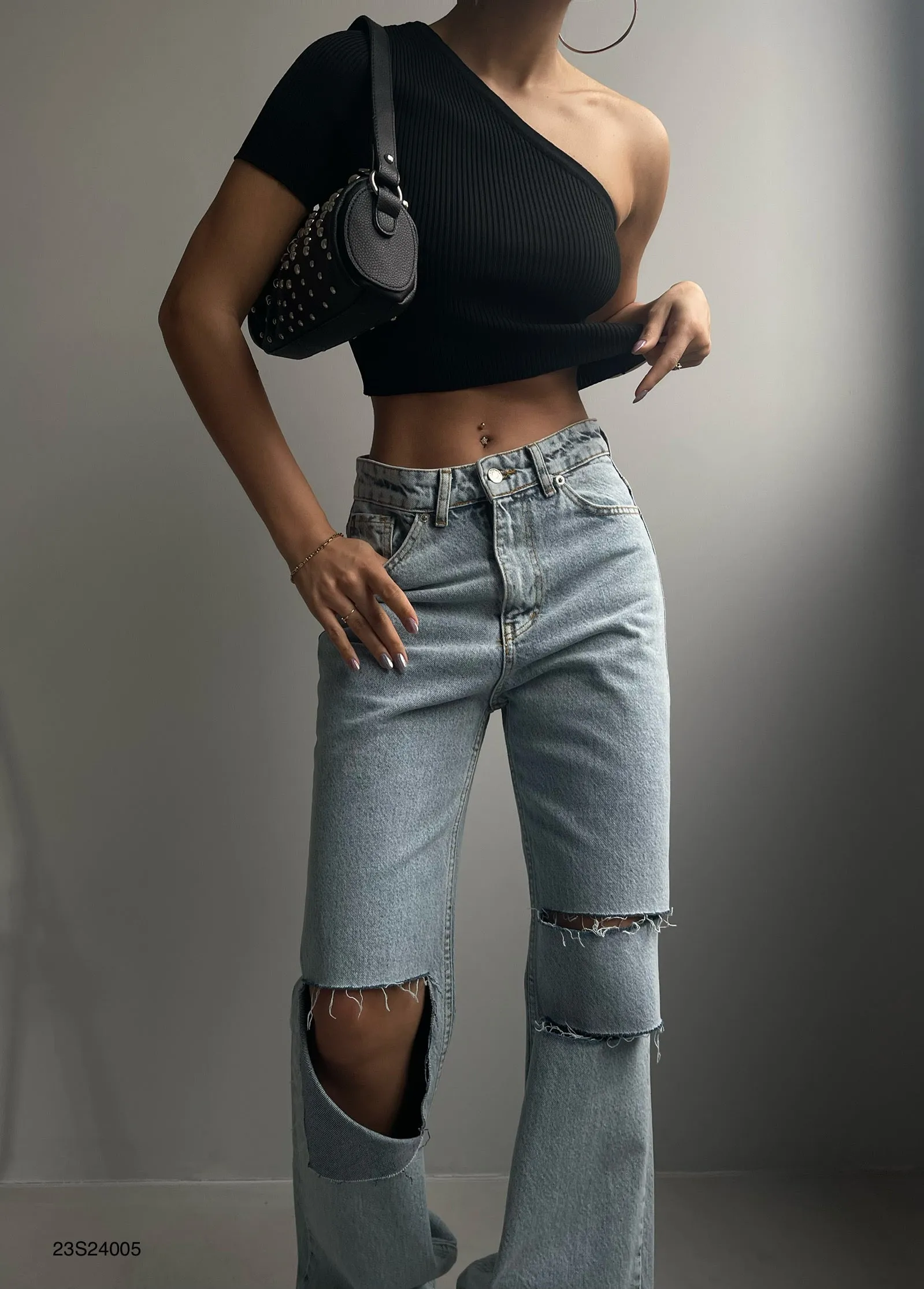 One Shoulder Crop T-Shirt