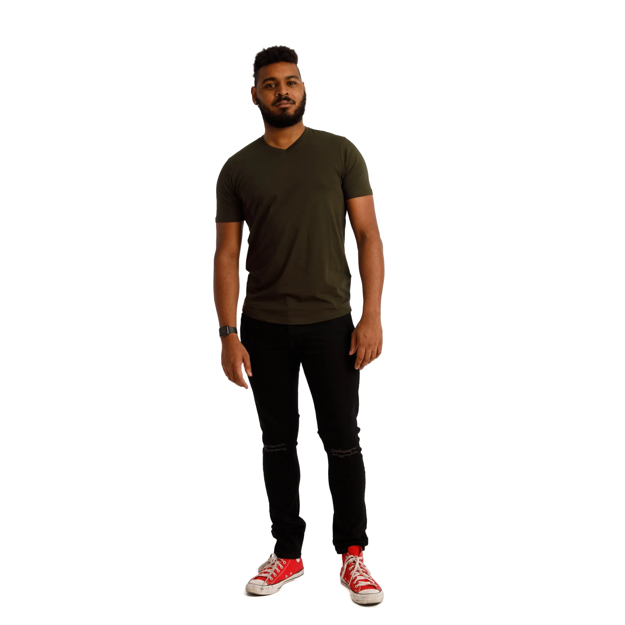 Organic V-Neck T-Shirt / Olive