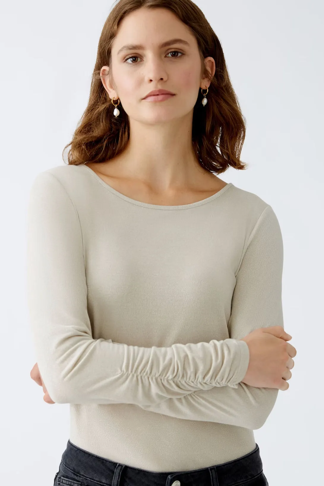 Oui Ruched Sleeve T-Shirt