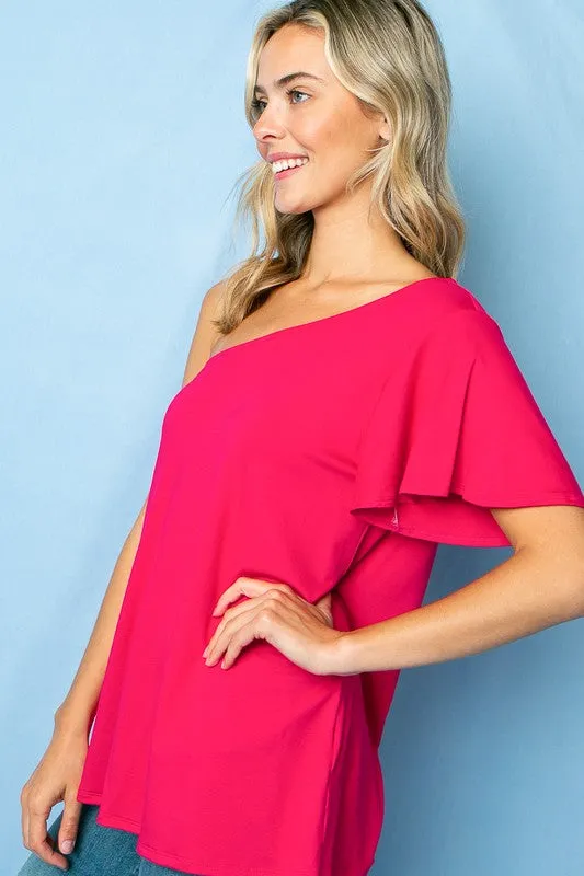 PLUS SOLID ONE SHOULDER TOP