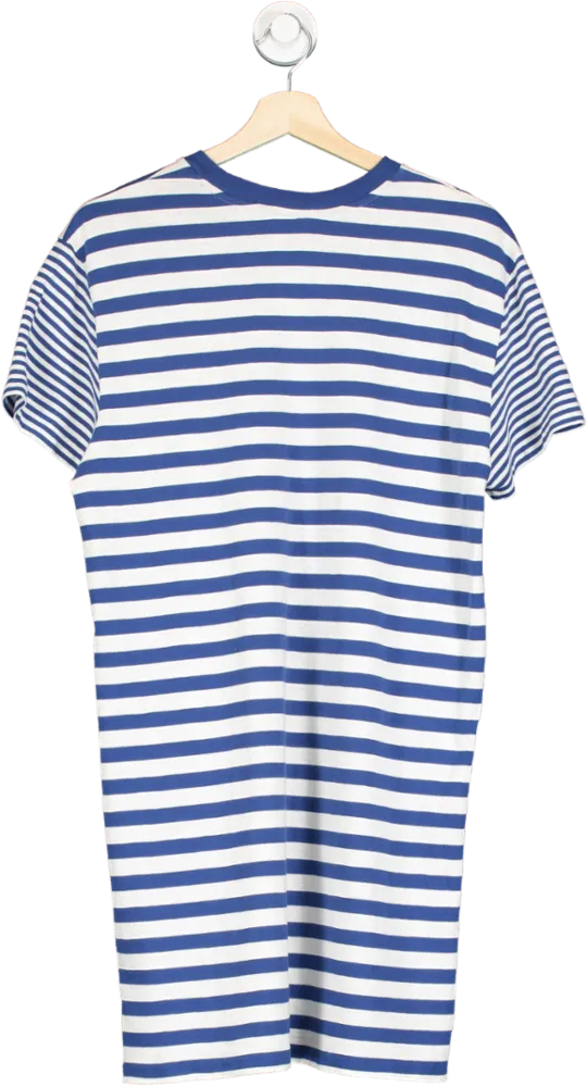 Polo Ralph Lauren Blue Striped Embroidered Polo Pony Logo T-Shirt Dress Uk XS