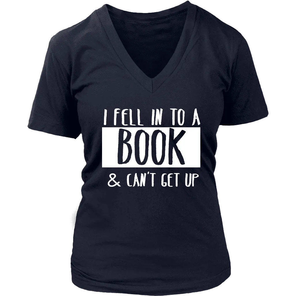 "I Fell Into A Book" V-neck Tshirtv