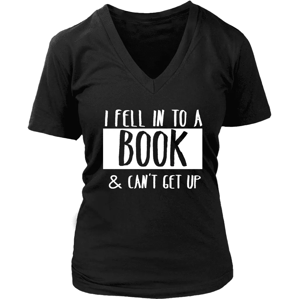 "I Fell Into A Book" V-neck Tshirtv