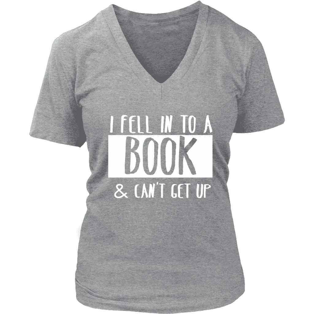 "I Fell Into A Book" V-neck Tshirtv