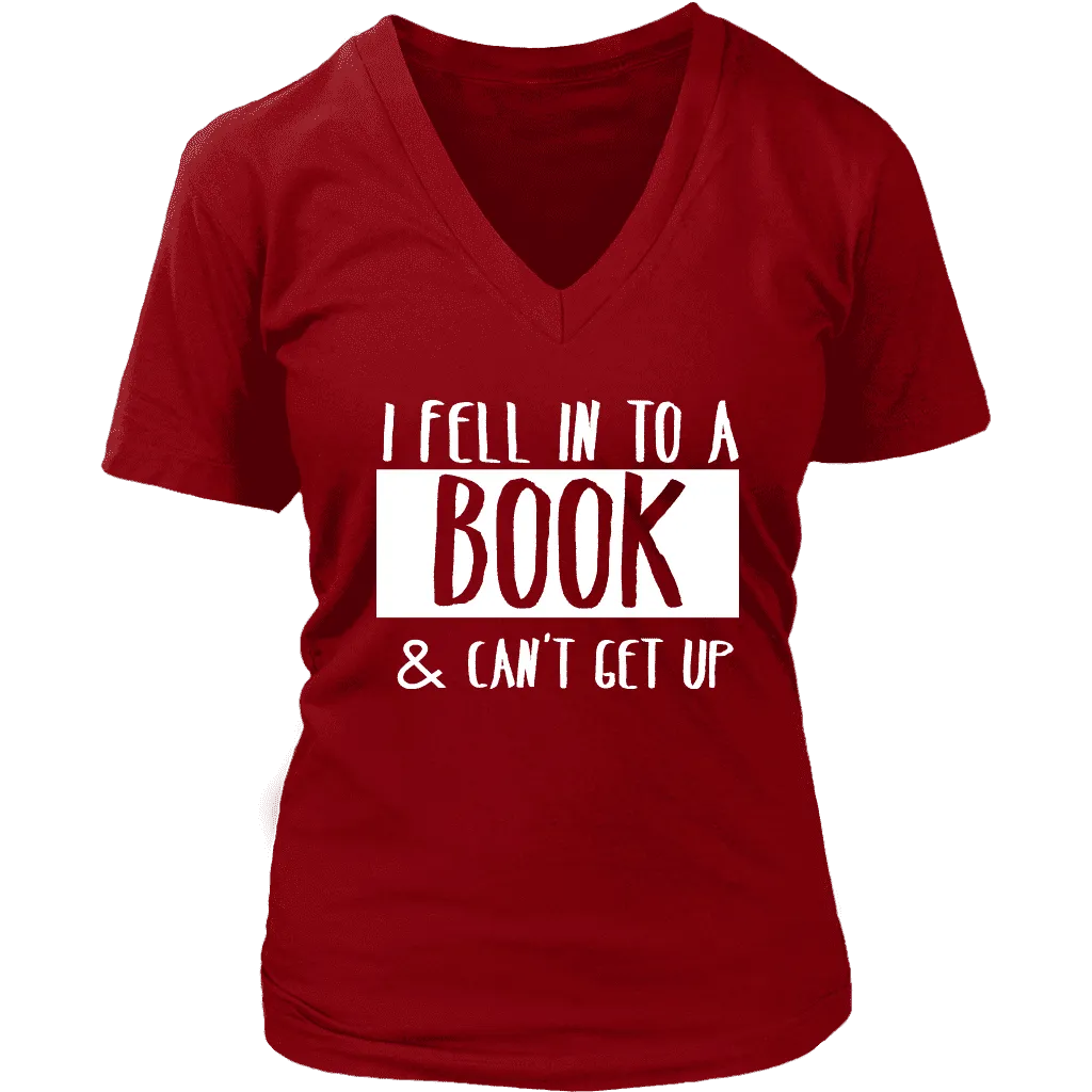 "I Fell Into A Book" V-neck Tshirtv