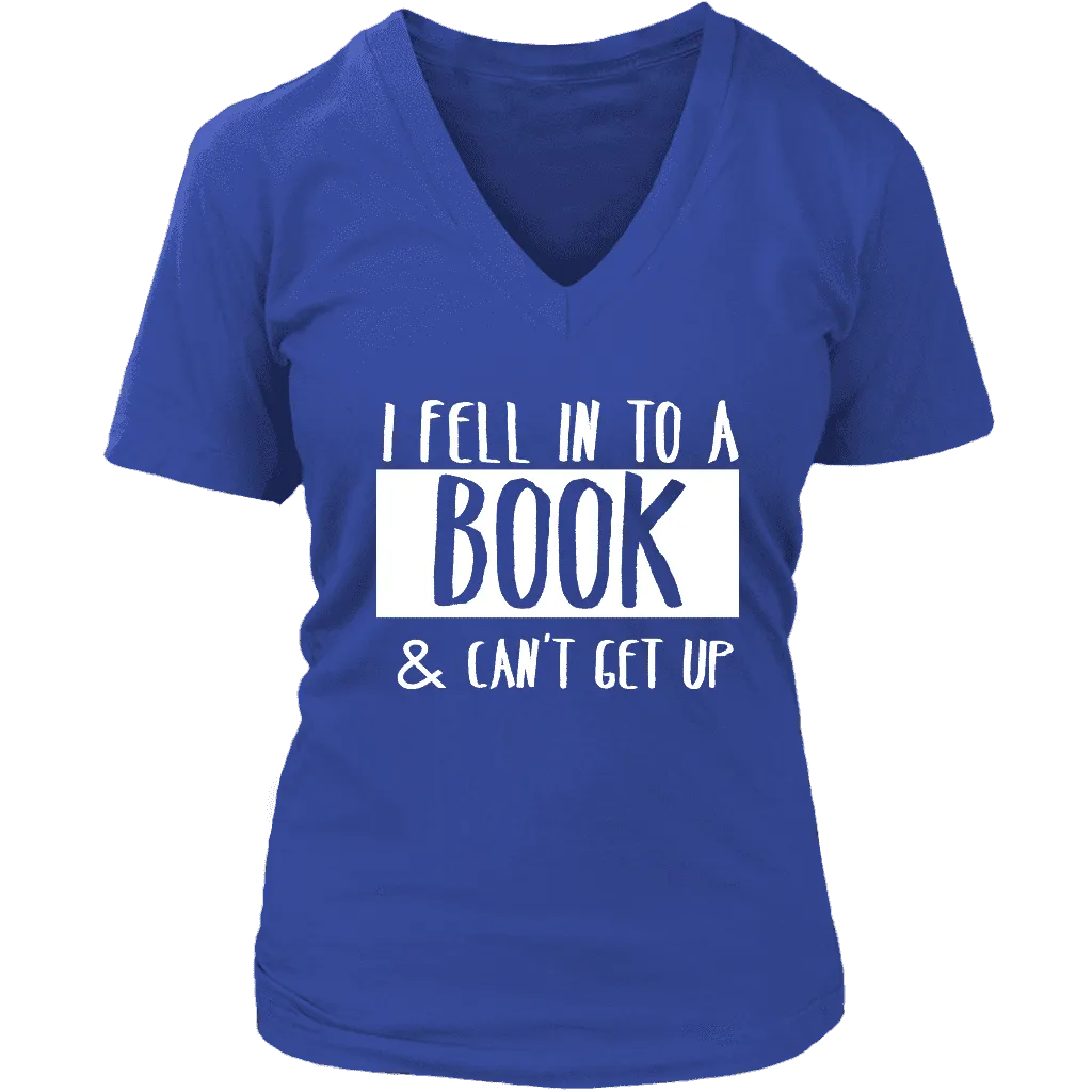 "I Fell Into A Book" V-neck Tshirtv