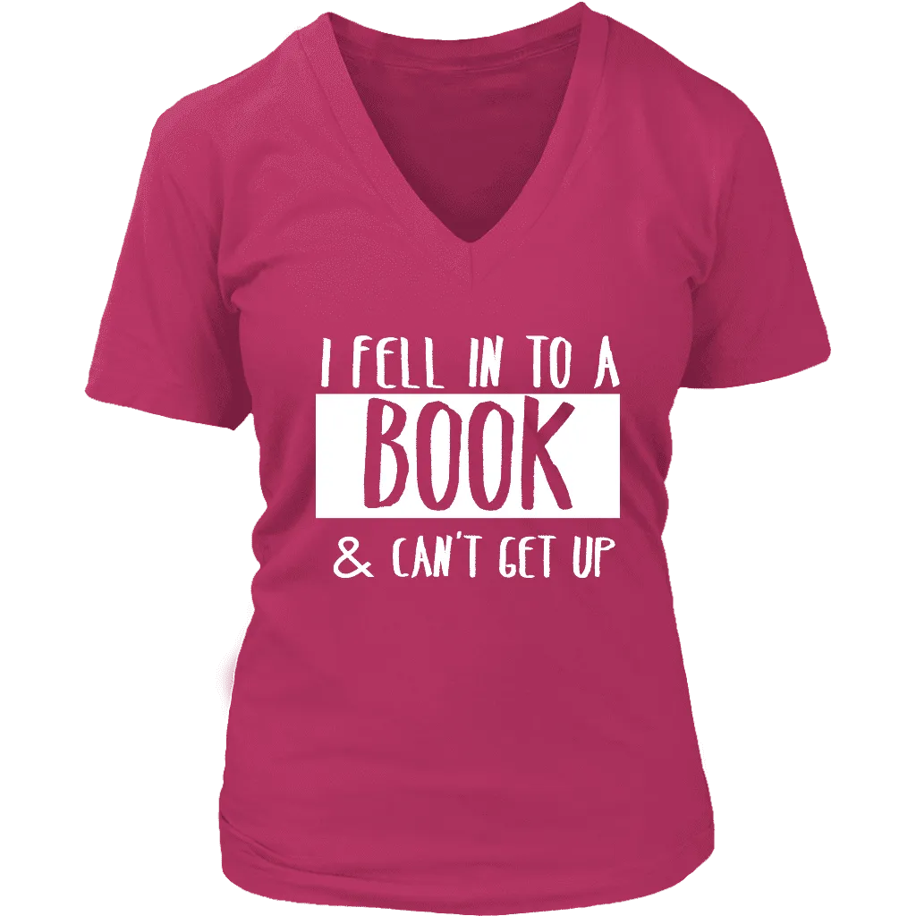 "I Fell Into A Book" V-neck Tshirtv