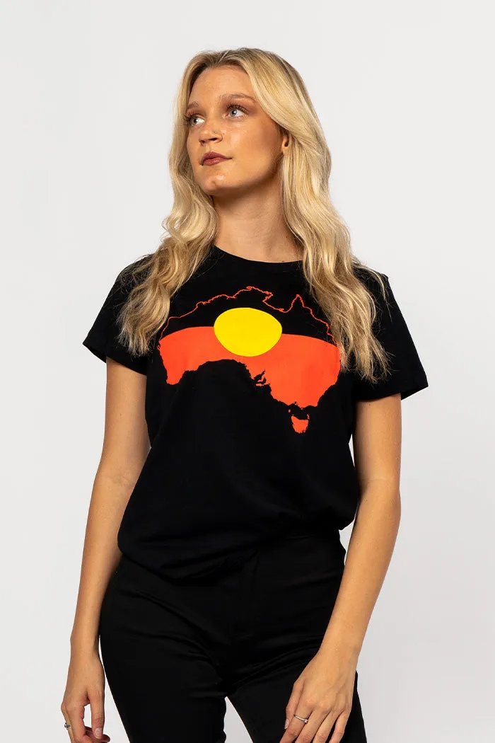 "Raise the Flag" Aboriginal Flag (Australia) Black Women's T-Shirt Boxed Bundle 2