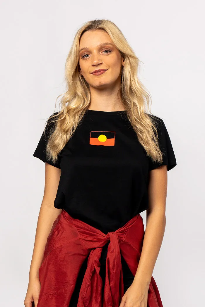 "Raise the Flag" Aboriginal Flag (Small) Black Women's T-Shirt Boxed Bundle 2