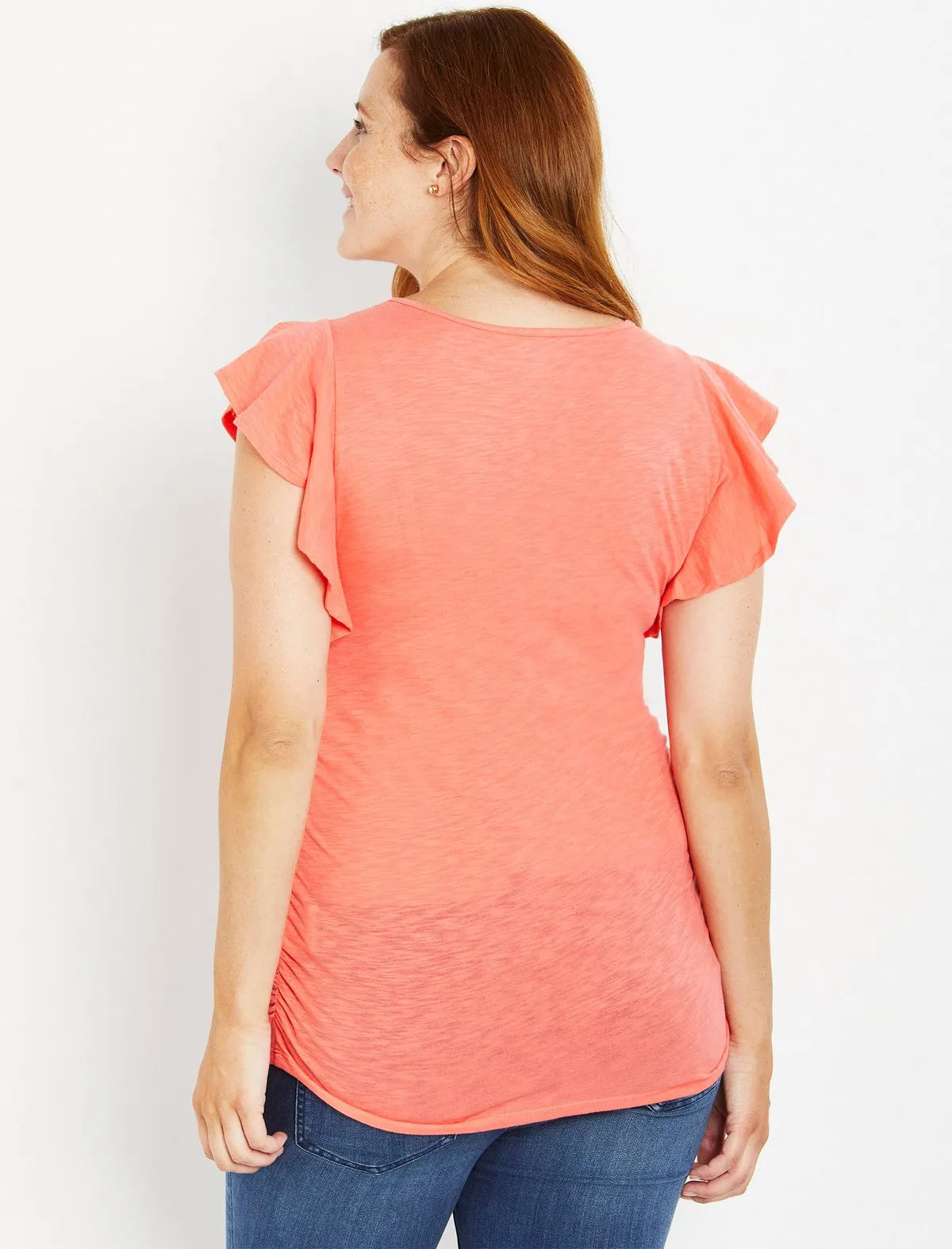 Ruched Maternity T Shirt in Pink