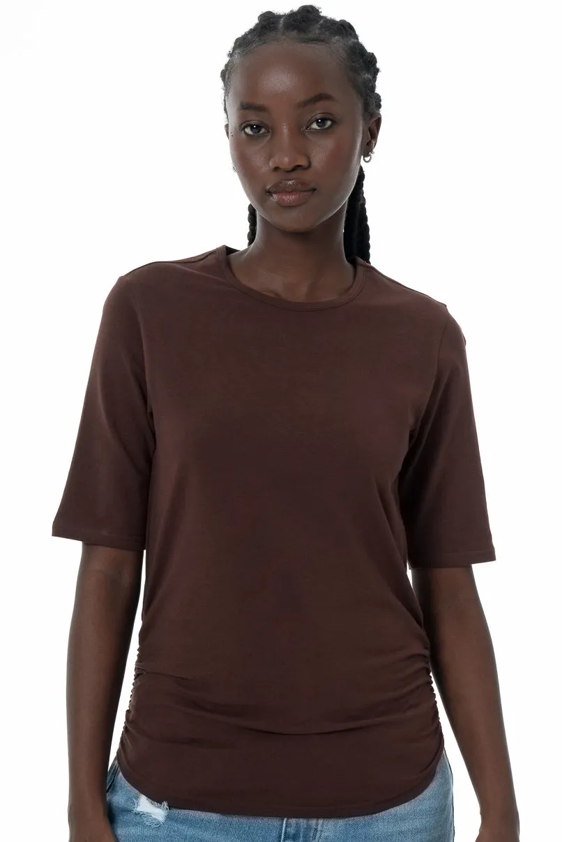 Ruched T-Shirt _ 145726 _ Brown