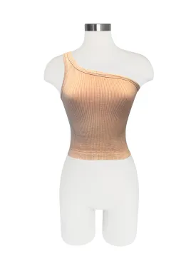 Seamless One Shoulder Tank - Peach