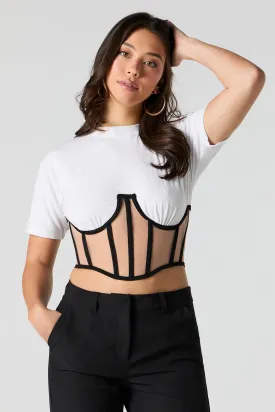 Sheer Mesh Corset T-Shirt