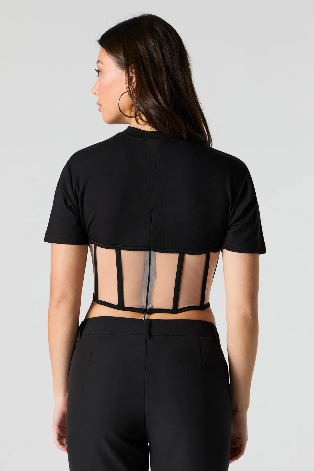 Sheer Mesh Corset T-Shirt