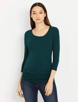 Side Ruched 3/4 Sleeve Maternity T Shirt in Ponderosa Pine