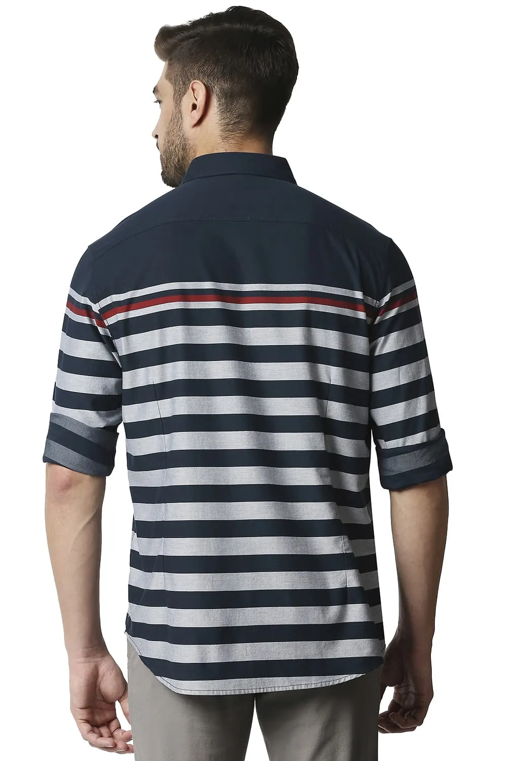 Slim Fit Twill Eng Weft Stripe Shirt