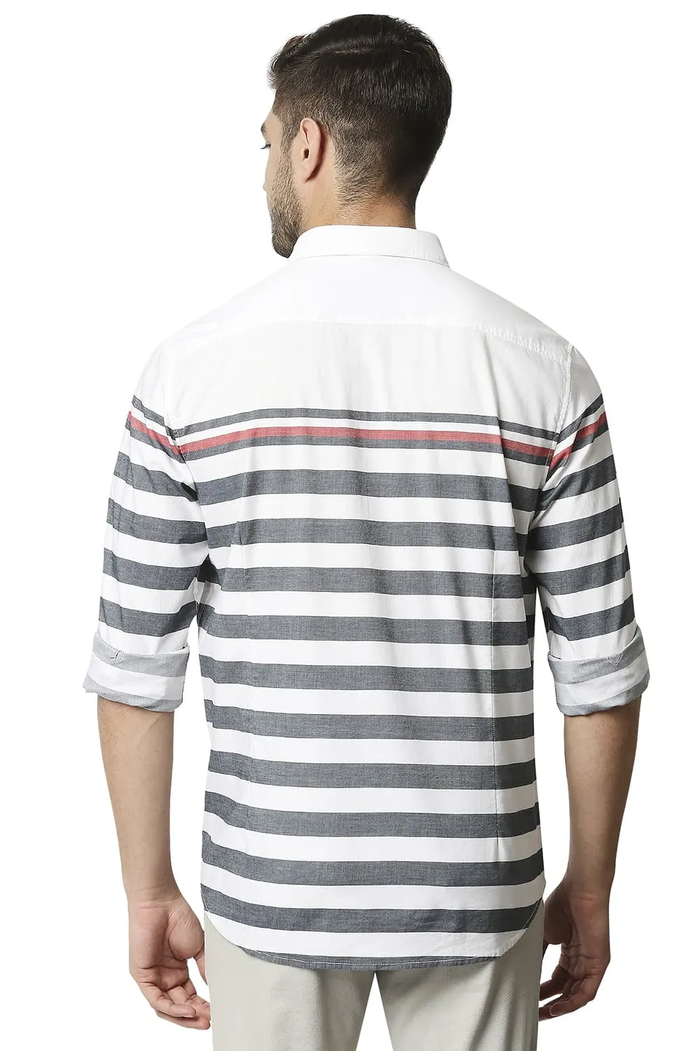 Slim Fit Twill Eng Weft Stripe Shirt