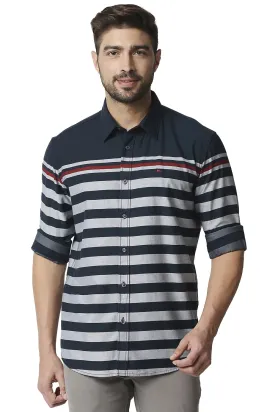 Slim Fit Twill Eng Weft Stripe Shirt