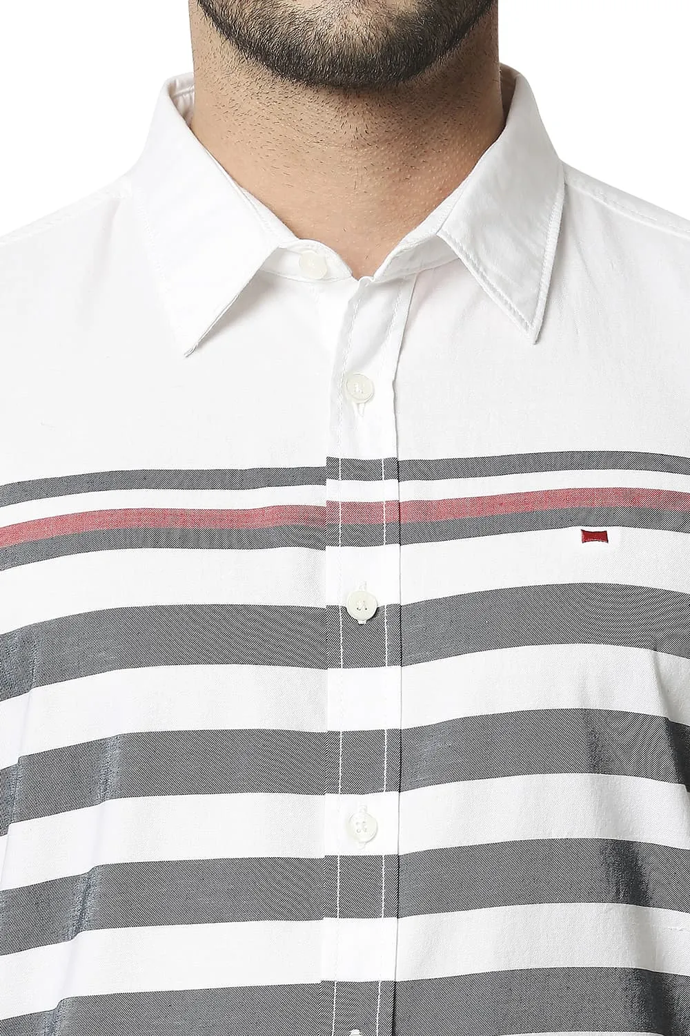 Slim Fit Twill Eng Weft Stripe Shirt