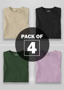 Solid Half Sleeve T-Shirt Women Combo - Pack of 4