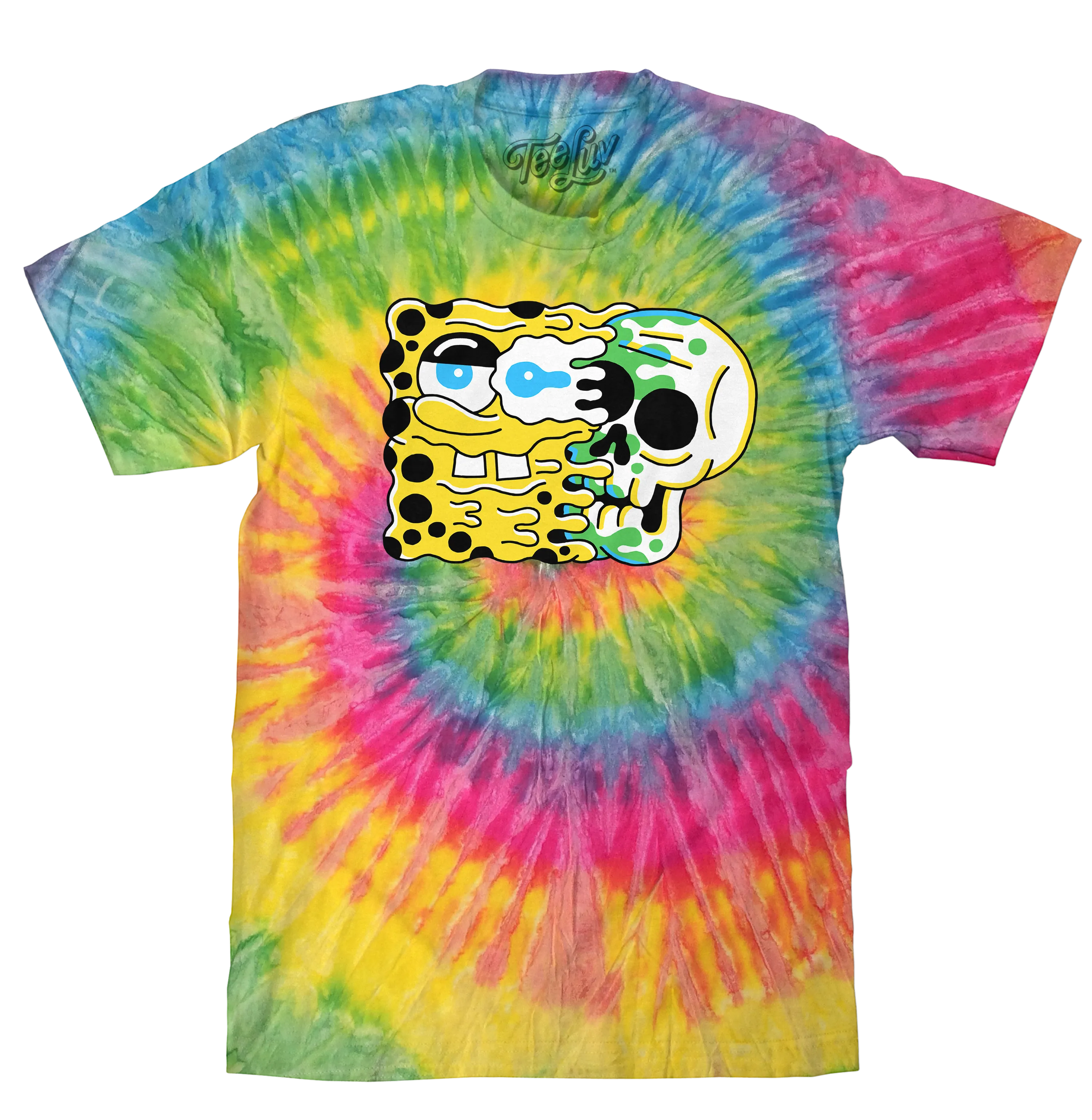 Spongebob Squarepants Cartoon Skull T-Shirt - Saturn Tie Dye