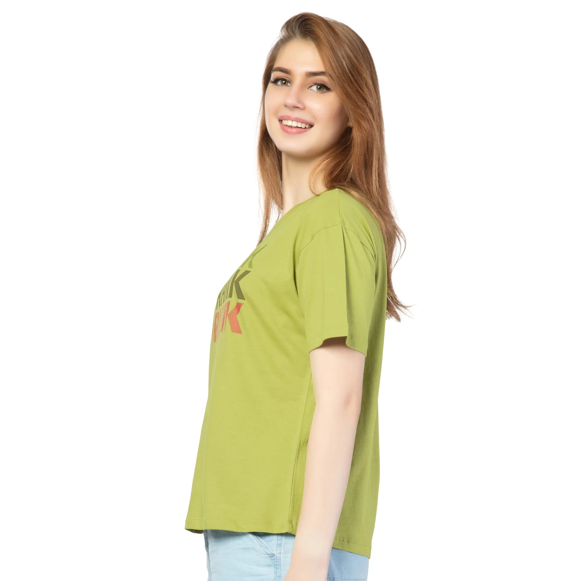 SRF-24072-Cotton- Drunk In Style  Relaxed Fit T-Shirt-Parrot Green