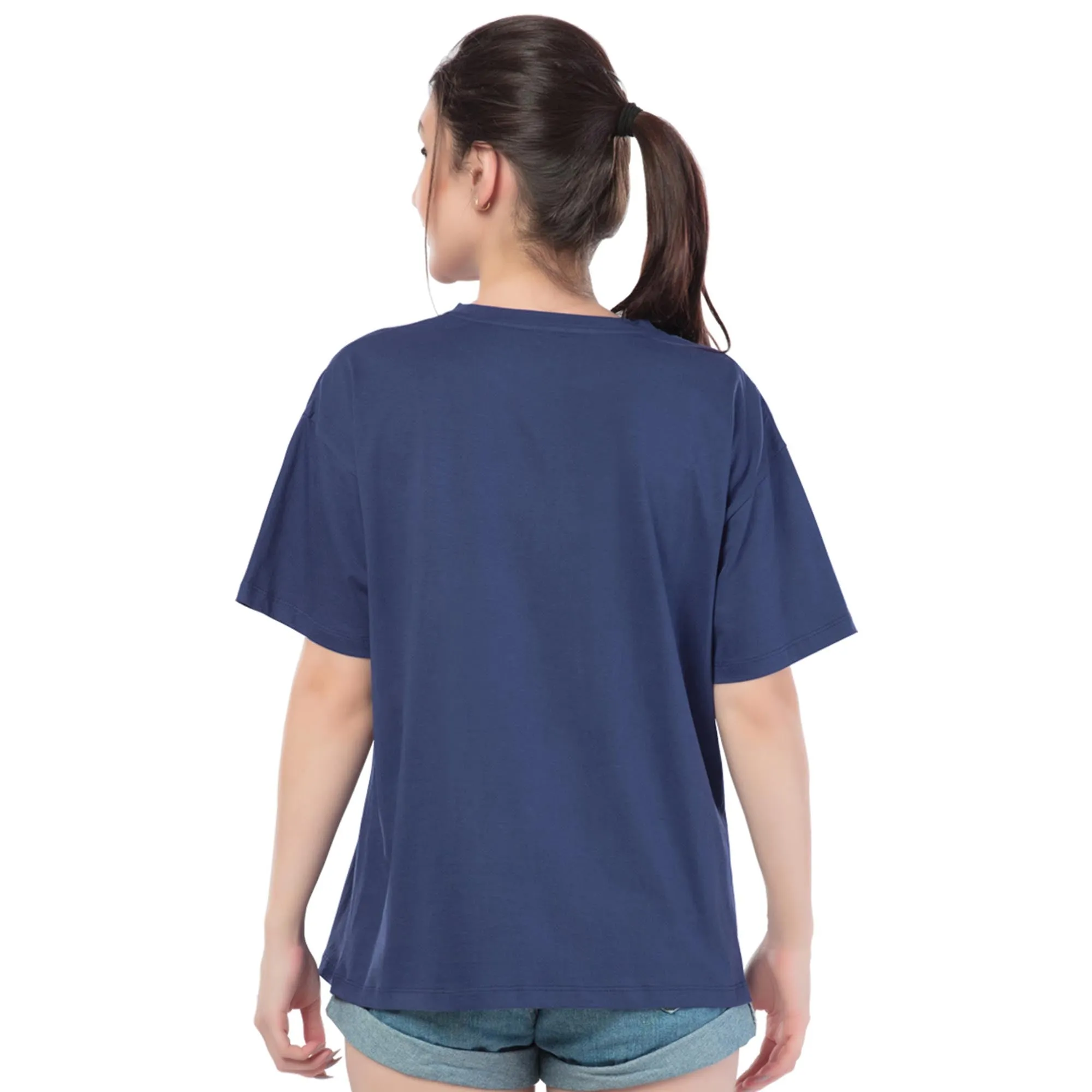 SRF-24079-Cotton-Planet Be  Relaxed Fit T-Shirt Dark Blue