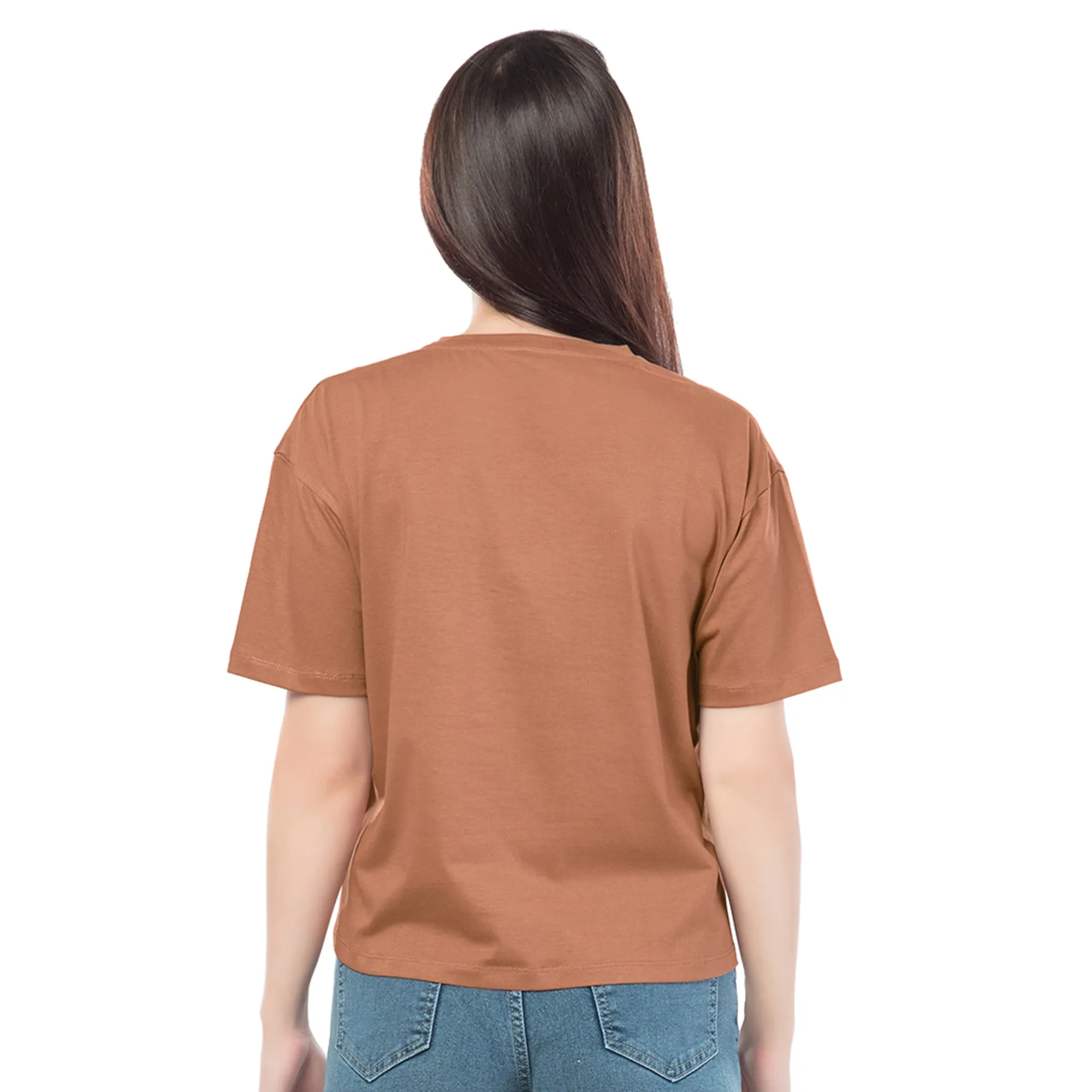 SRF-24084-Cotton-Brown Bliss Relaxed Fit T-Shirt-Brown