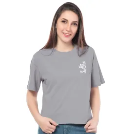 SRF-24086-Cotton-Chase Happiness  Relaxed Fit T-Shirt-Grey