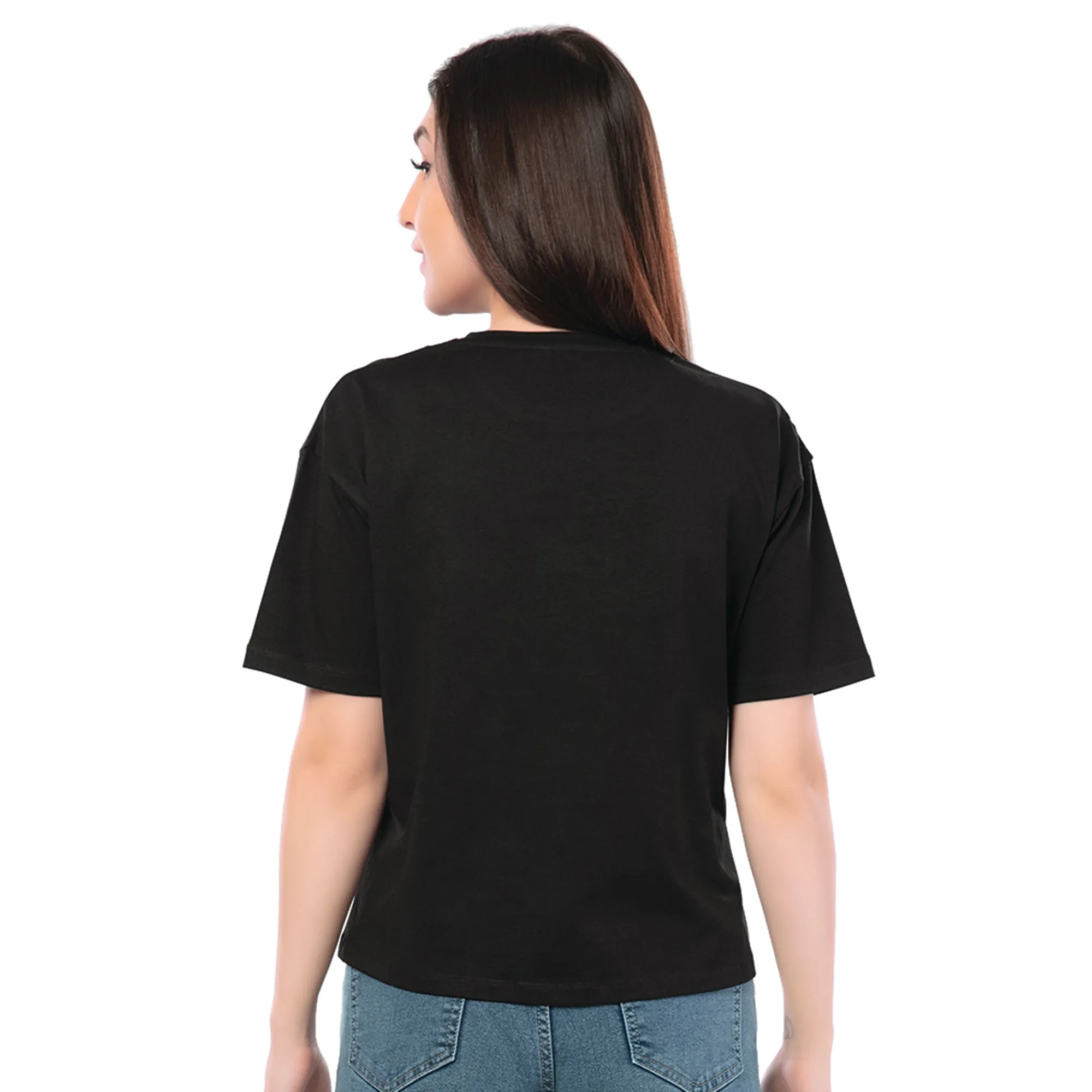 SRF-24088-Cotton-Nice Humans Unite  Relaxed Fit T-Shirt-Black