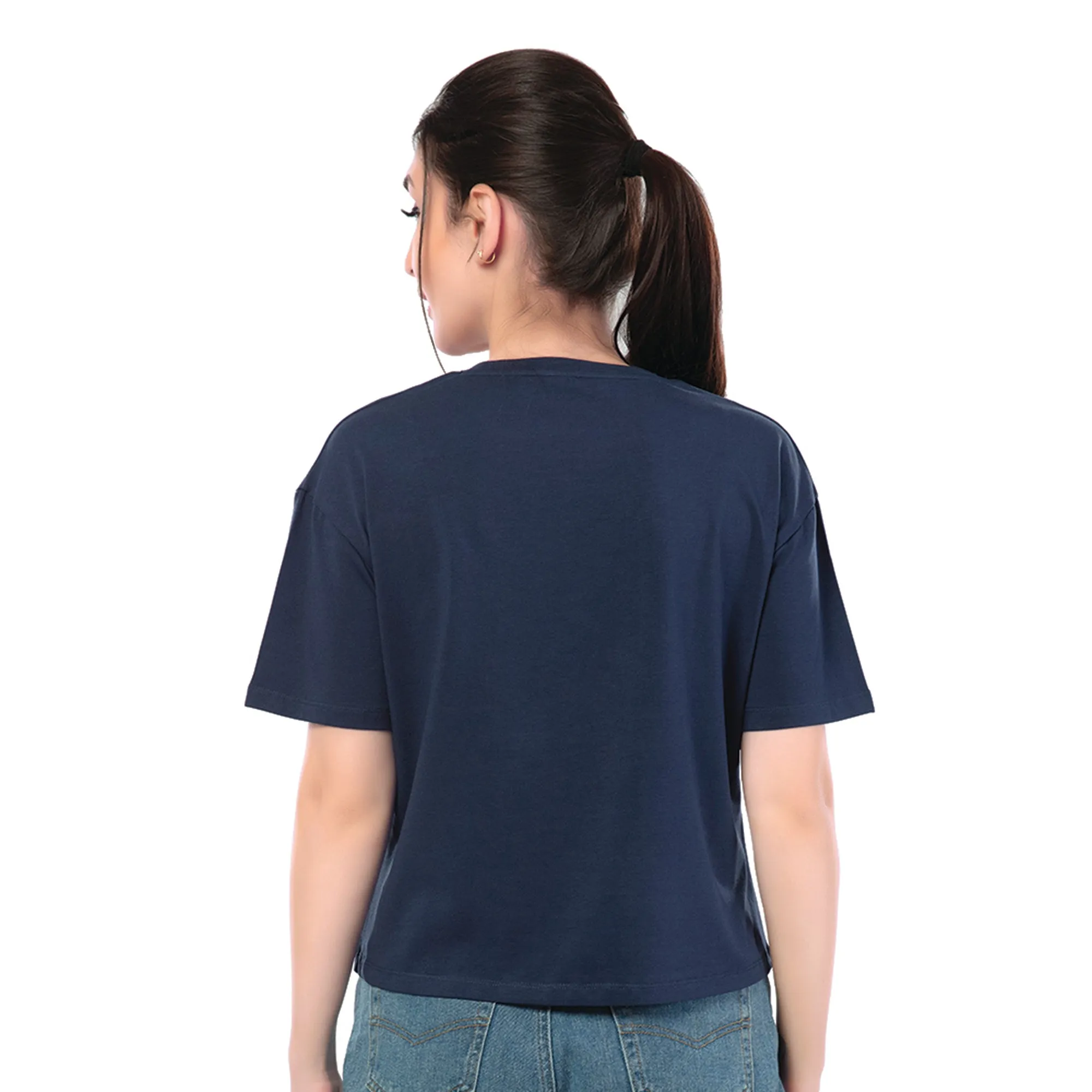 SRF-24106-Cotton-Uniquely You Relaxed Fit T-Shirt-Navy Blue