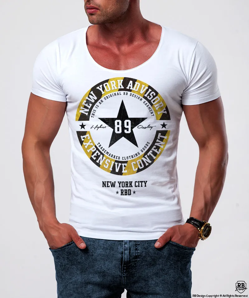 Street Fashion Mens White T-shirt NY Advisory Urban Style  MD891