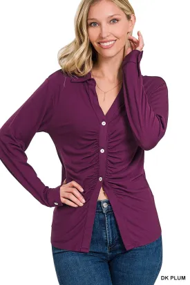 Stretchy Ruched Shirt - 9 colors