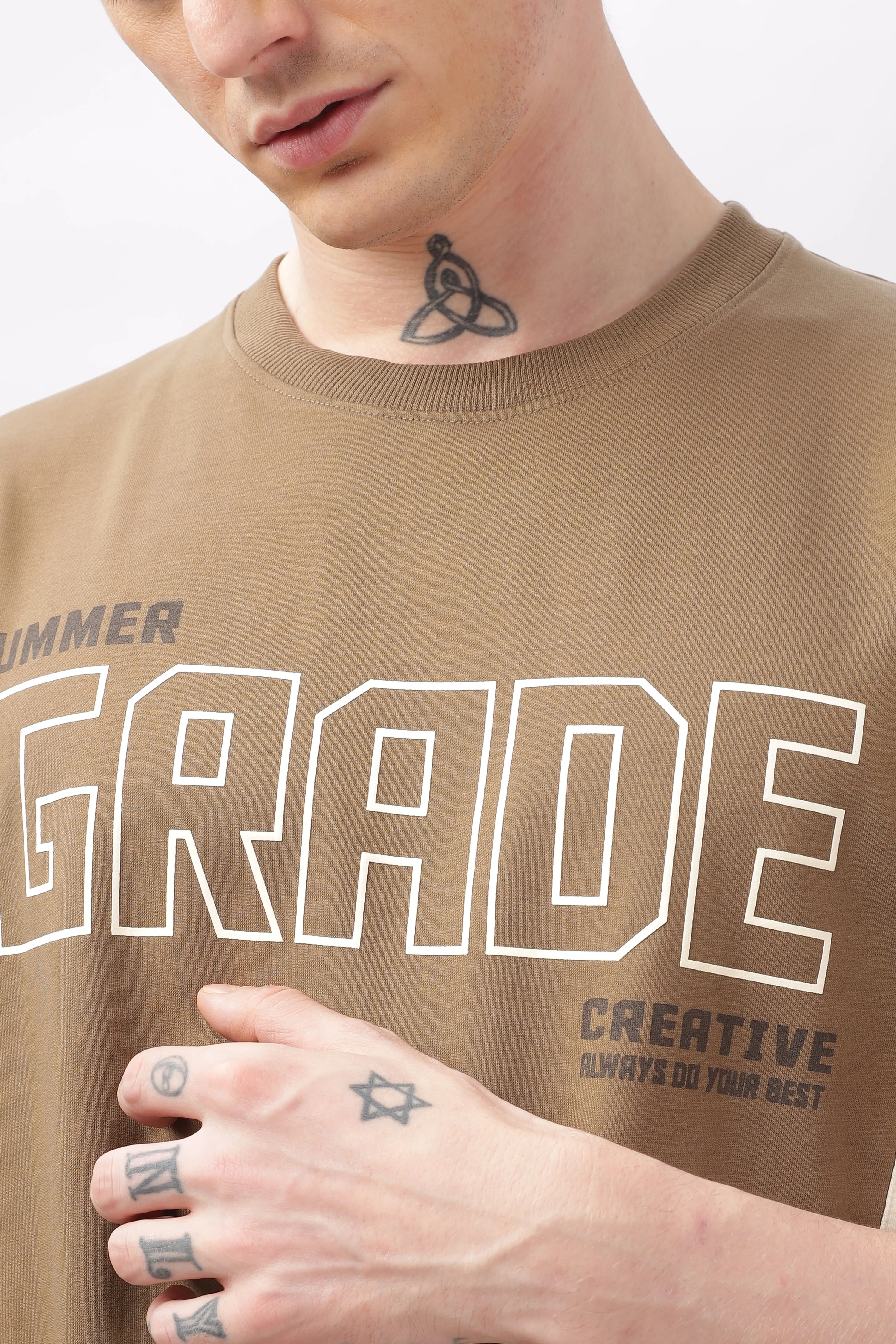 Summer Grade Drop Shoulder Brown T-shirt