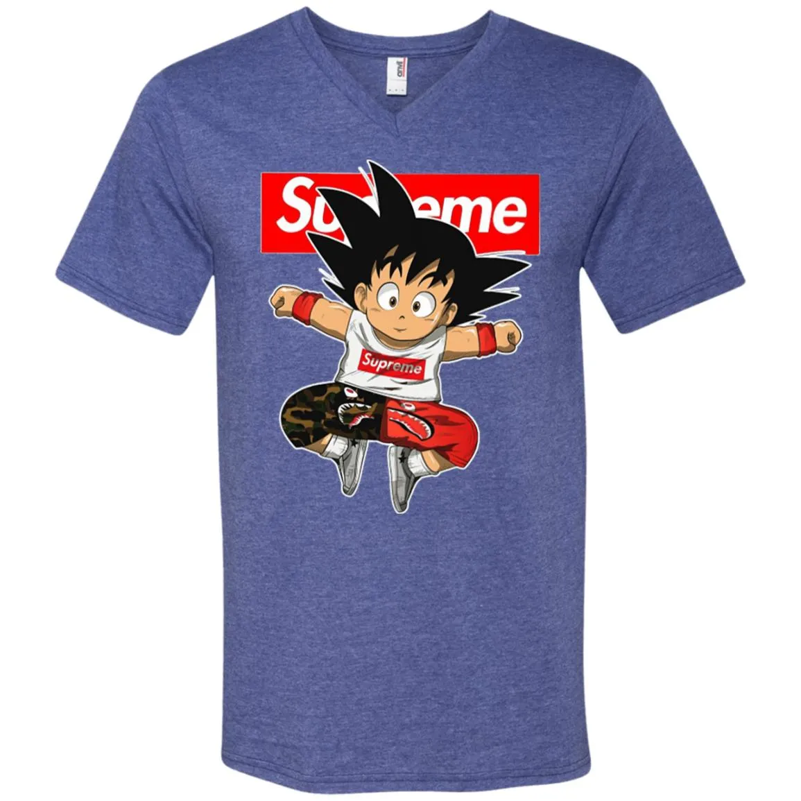 Supreme Dragon Ball Goku T-shirt Men V-Neck T-Shirt