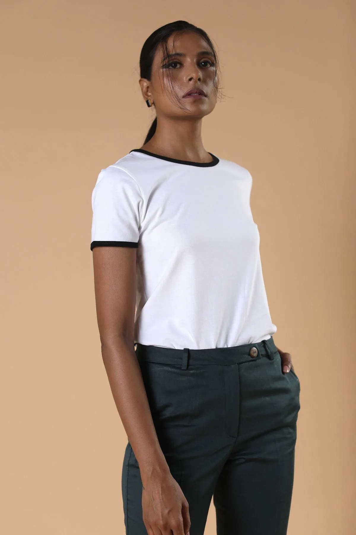 The Amrita White Cotton T-shirt for Women