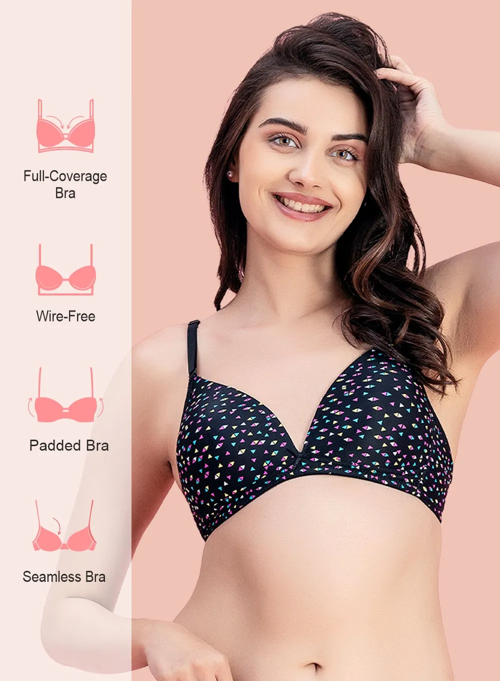 Trendy Printed Plunge Padded BRA (PBBR1057)