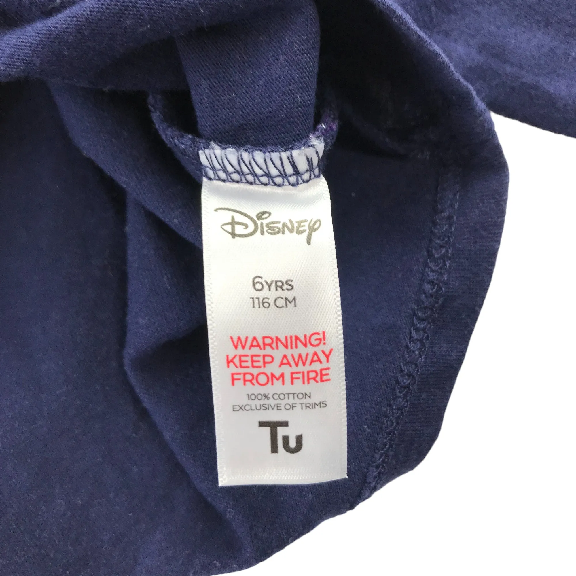 Tu t-shirt 5-6 years navy blue long sleeve Disney Aladdin cropped cotton