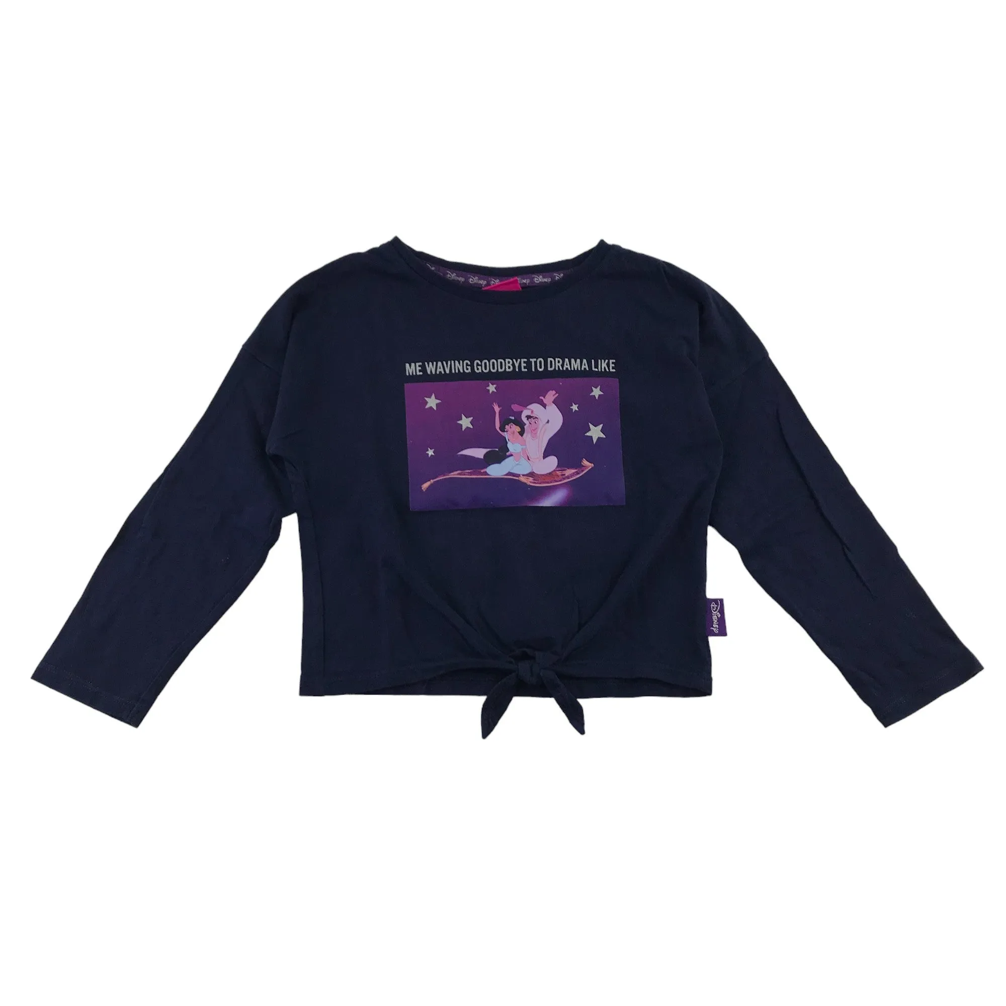 Tu t-shirt 5-6 years navy blue long sleeve Disney Aladdin cropped cotton