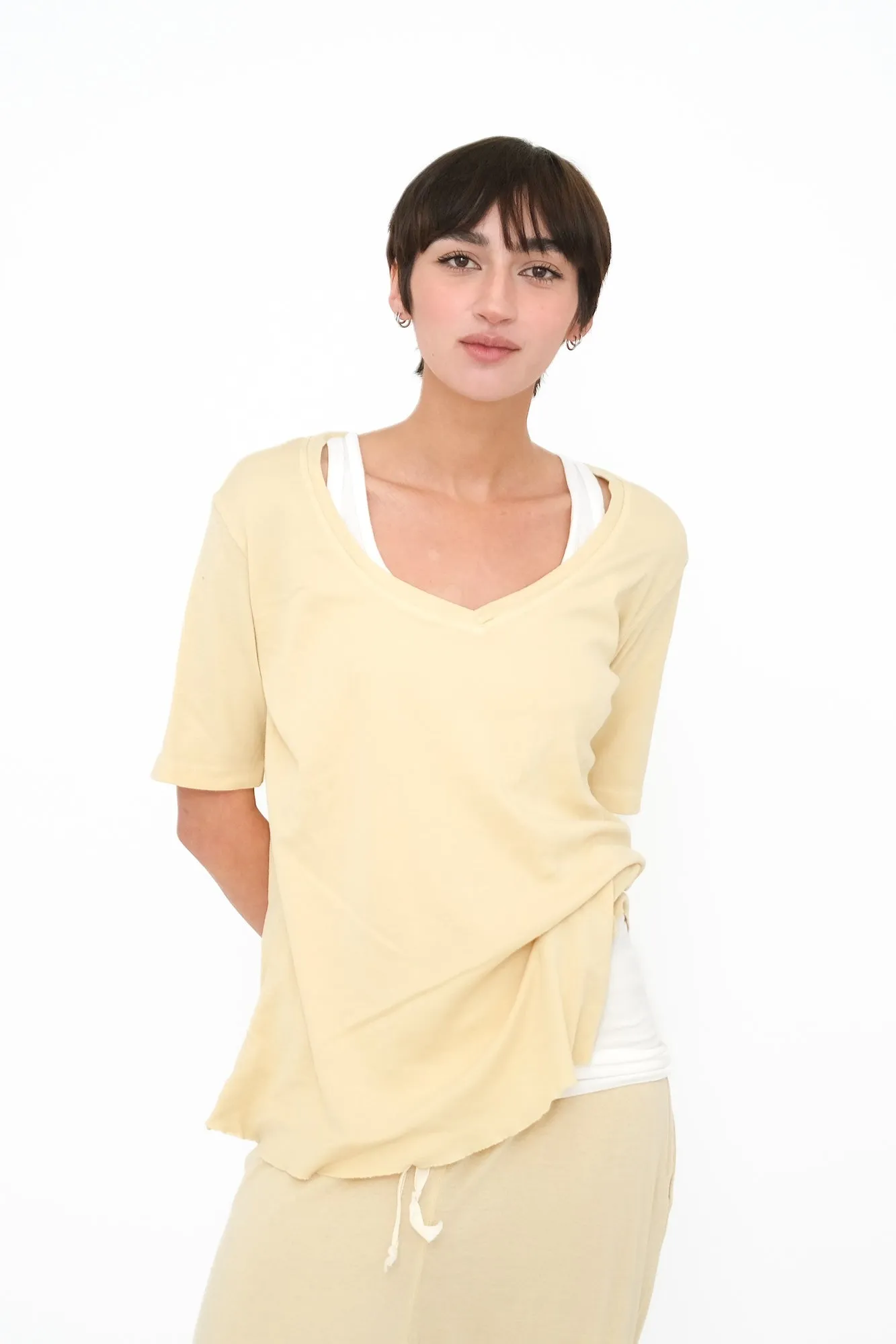 V-Neck T-Shirt, Sour Lemon