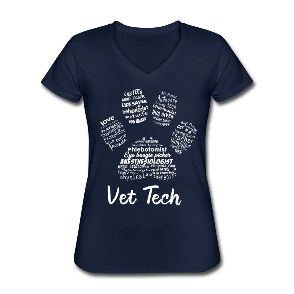 Vet Tech Paw Print Women's V-Neck T-Shirt